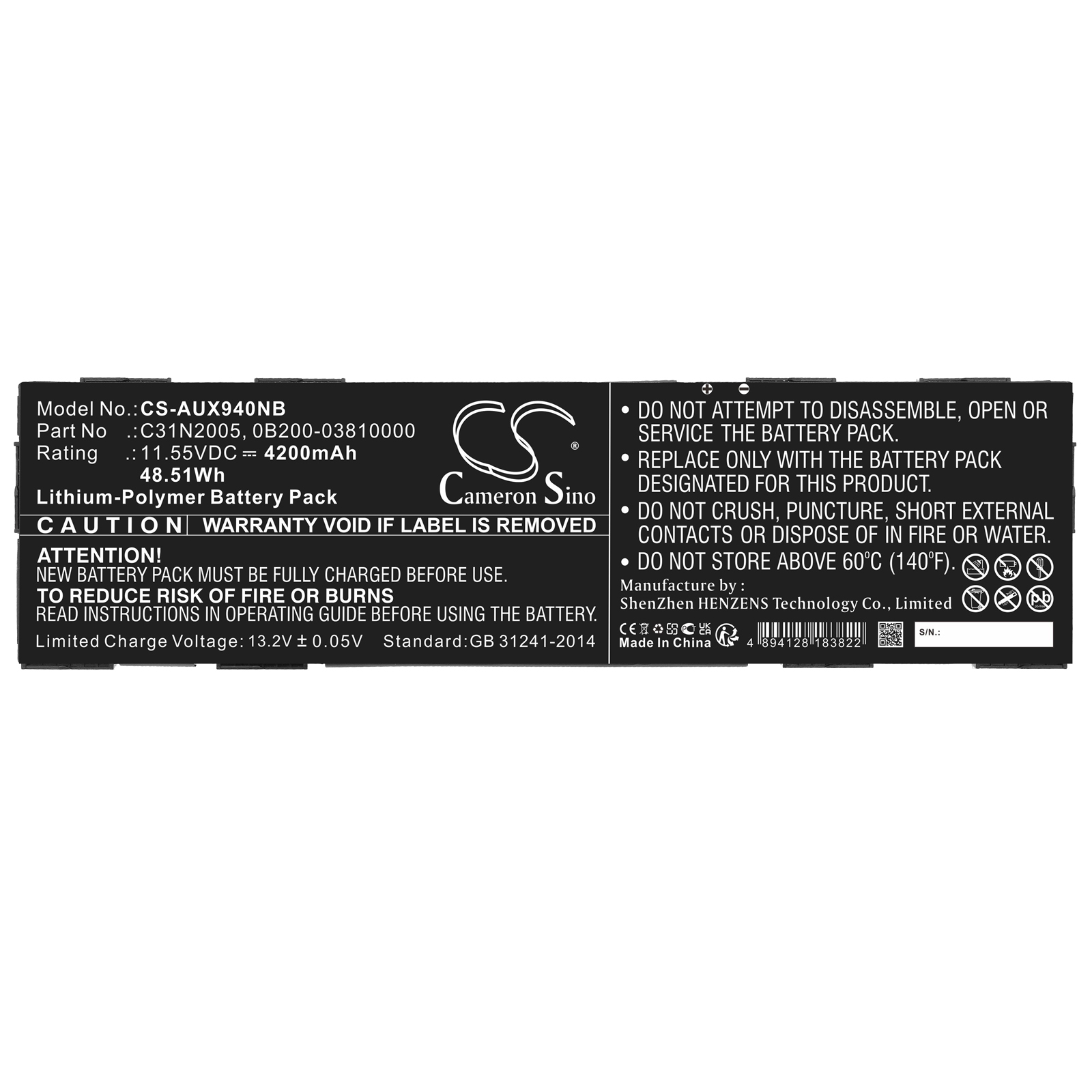 Акумулятор Asus B3402FEA, B3402FEA-FVP1333R, B3402FEA-FVP1635R, ChromeBook CX9, Chromebook CX9 CX9400CEA DS762, Chromebook CX9 CX9400CEA GE566, Chromebook CX9 CX9400CEA HU003, Chromebook CX9 CX9400CEA-DB51-, Chromebook CX9 CX9400CEA-DS566, - Зображення 3