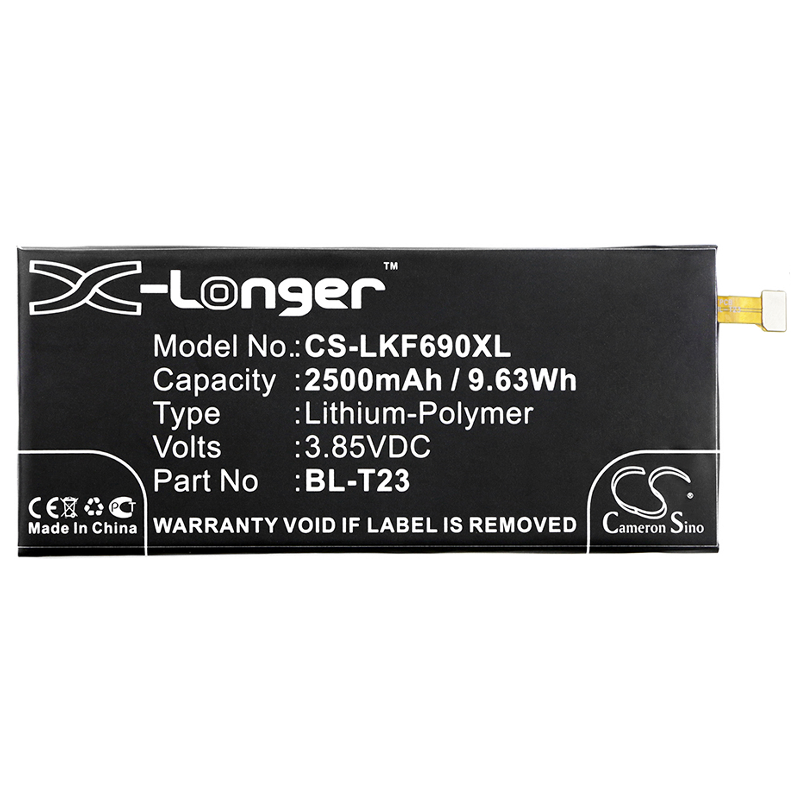 Акумулятор LG F690L, F690S, K500, K500H, K580, K580AR, K580F, K580H, K580Y, X Cam, X Cam 4G - Зображення 3
