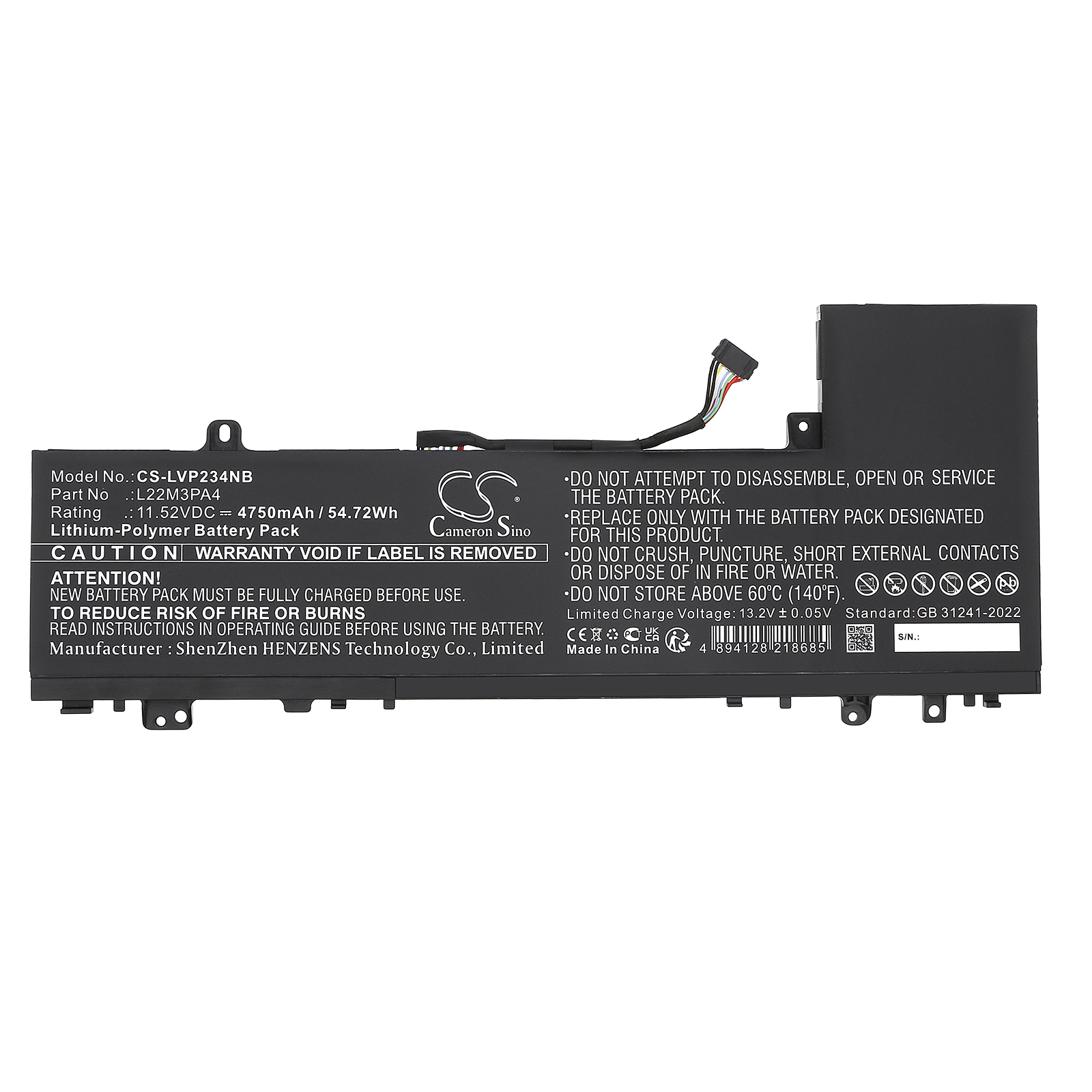 Акумулятор Lenovo IdeaPad Slim 5 14ABR8 82XE0001, IdeaPad Slim 5 14ABR8 82XE0002, IdeaPad Slim 5 14ABR8 82XE0003, IdeaPad Slim 5 14ABR8 82XE0004, IdeaPad Slim 5 14ABR8 82XE0005, IdeaPad Slim 5 14ABR8 82XE0006, IdeaPad Slim 5 14ABR8 82XE0007, IdeaPad - Зображення 3