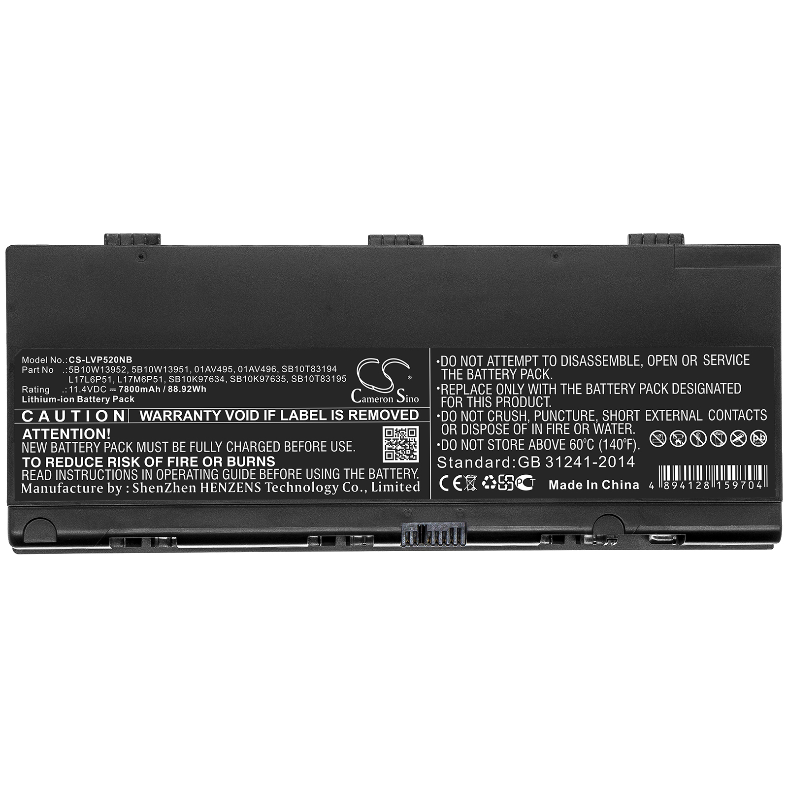 Акумулятор Lenovo Thinkpad P52, ThinkPad P52 C00, ThinkPad P52 K00, ThinkPad P52 L00, ThinkPad P52 M00, ThinkPad P52 N00, ThinkPad P52 P00, ThinkPad P52 R00, ThinkPad P52 W00, ThinkPad P52(20M9A000CD), ThinkPad P52(20M9A001CD), ThinkPad - Зображення 3