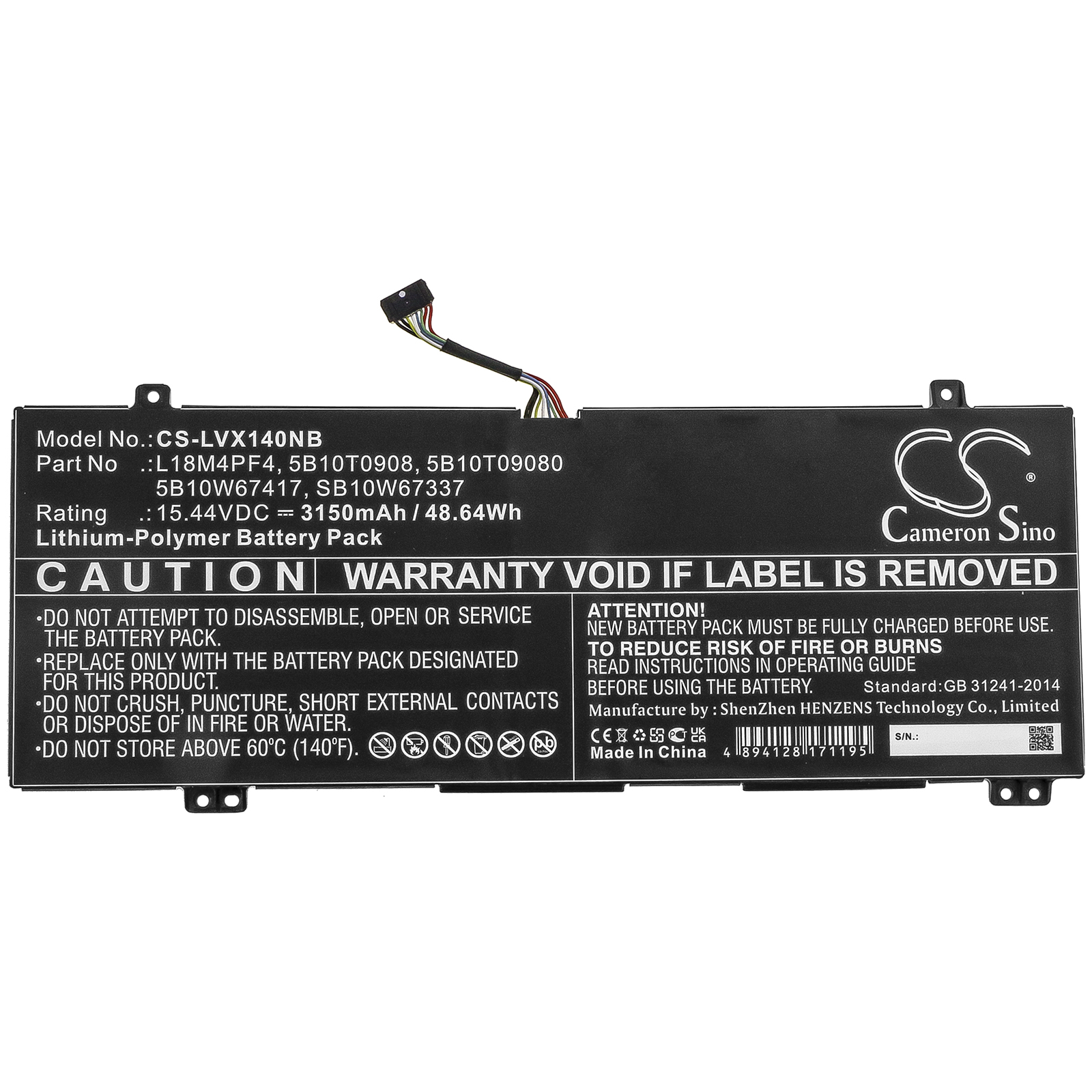 Акумулятор Lenovo IdeaPad S540-14API, Ideapad S540-14IWL, IdeaPad S540-15IWL, S540-14IWL, Xiaoxin Air 14 2019 - Зображення 3