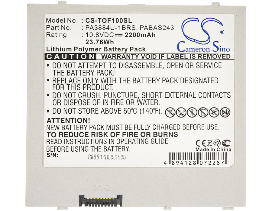 Акумулятор Toshiba 10 Thrive, AT100, AT100-001, AT100-002, AT100-100, AT105-T1016, AT105-T1016G, AT105-T1032, AT105-T1032G, AT105-T108, AT300, AT300/23C, Follo 100, Regza AT100, Thrive AT105-T016, WT310, WT310/C - Зображення 3