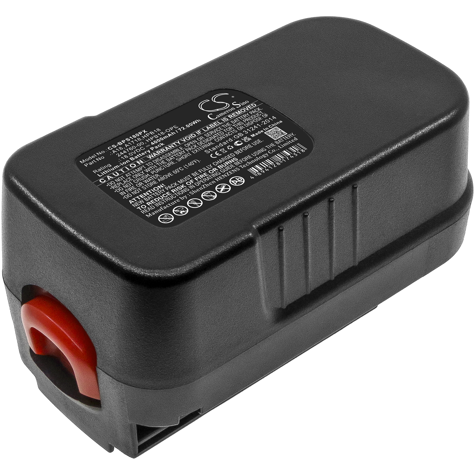 Акумулятор Black & Decker BD18PSK, BDGL1800, BDGL18K-2, BPT318, BPT318-XE, CCS818, CCS818-2, CD182K-2, CD18SFRK, CD18SK-2, CDC180AK, CDC180ASB, CDC18GK2, EPC18, EPC182K2, EPC186, EPC186BK, EPC188, EPC188BK, EPC188CBK, EPC188XE, EPC18CABK, EPC18CAK, - Зображення 3