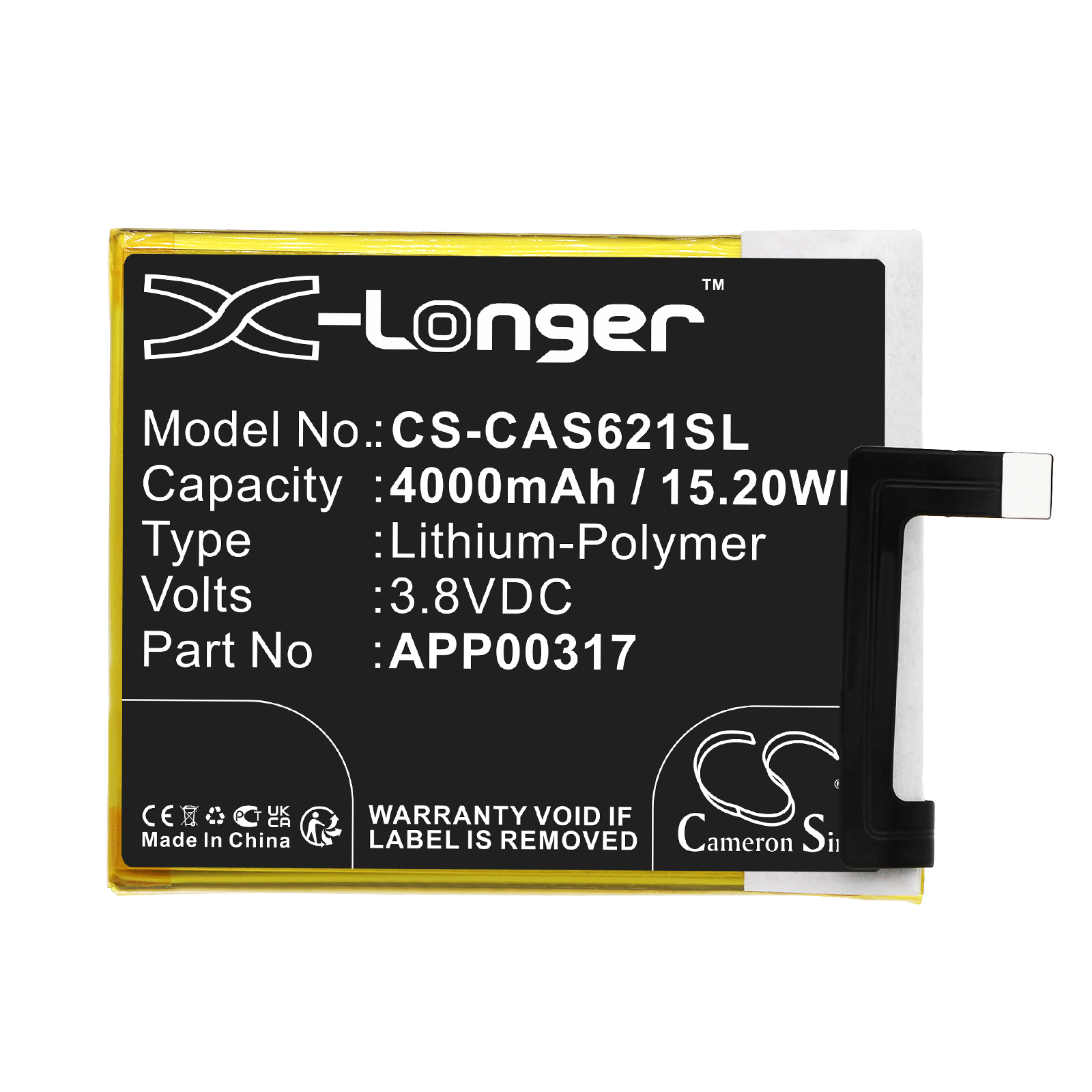 Акумулятор CATERPILLAR S62 Pro CS-CAS621SL - Зображення 3