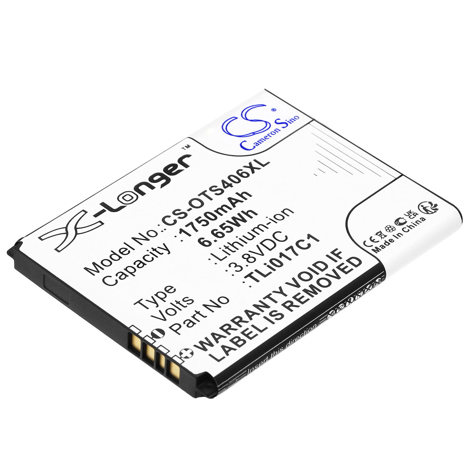 Акумулятор Alcatel 4056SPP, 4058R, One Touch Pop 3 4.5, One Touch Streak, OT-4060, OT-4060A, OT-5017, OT-5017D, OT-5019 CS-OTS406XL